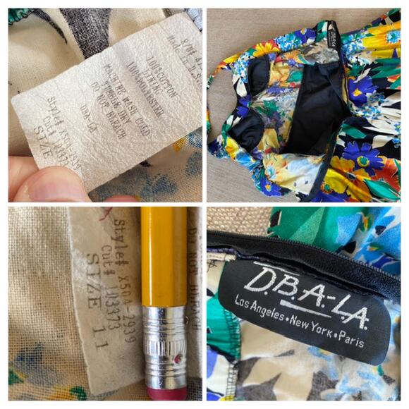 D.B.A. LA Bold Floral dress Bold Bright Fit flare skirt with tulle 11 (S/M) - Picture 14 of 15